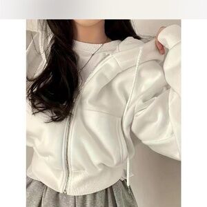 Brandy Melville Cream Zip-Up Jacket